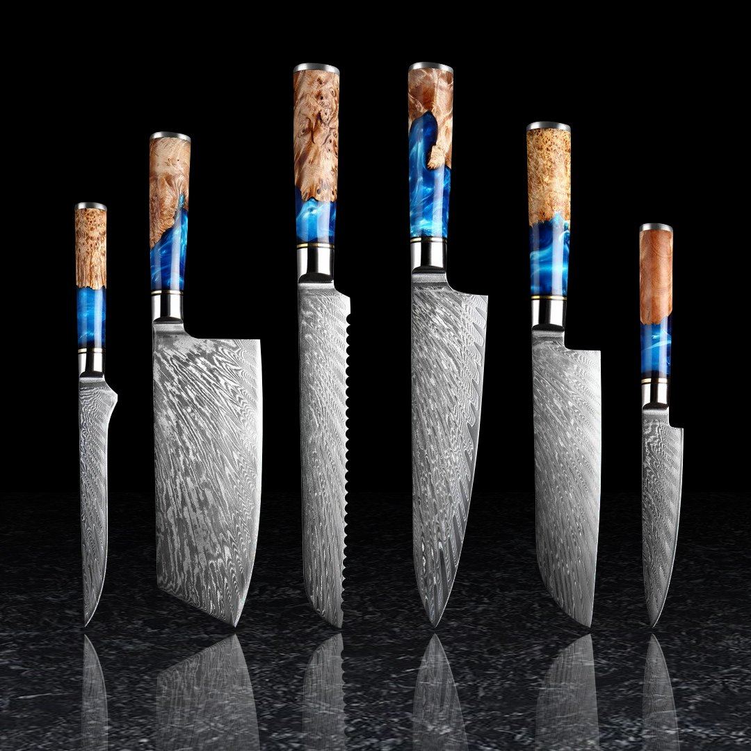 Aotsuki (青月) Sets - Japanese Damascus Steel Chef’s Knives - Image 4