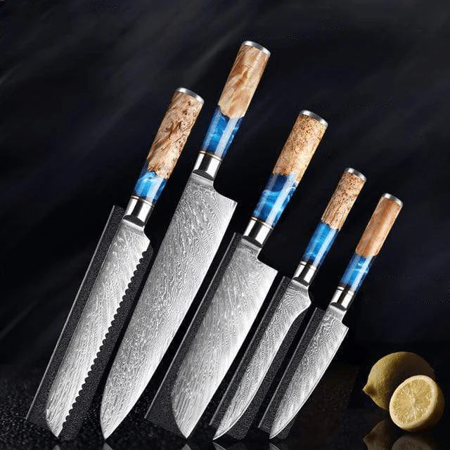 Aotsuki (青月) Sets - Japanese Damascus Steel Chef’s Knives - Image 7